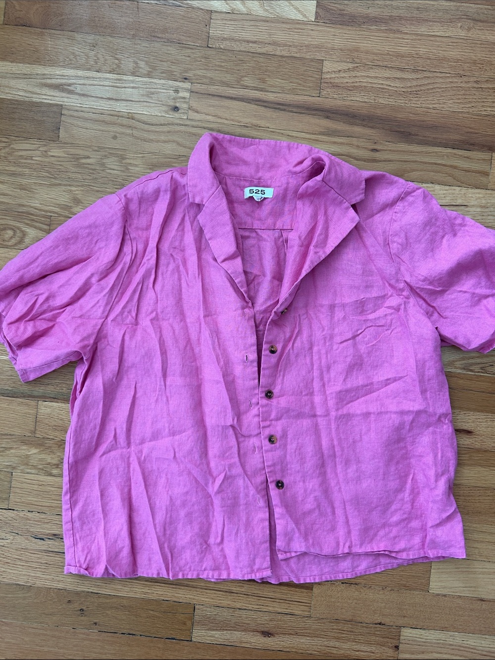 525 America Pink Linen Button-Down Short Sleeve Shirt